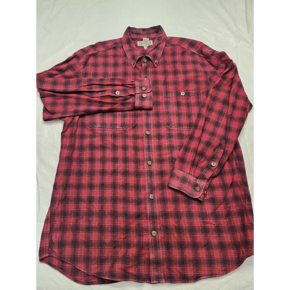 Duluth Trading Co Shirt Mens Large Red Plaid Flannel Button Down Long Sleeve
